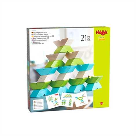 Haba - 3D Ξύλινο παιχνίδι αντιγραφής με 21 τουβλάκια και έντυπο σχεδίων. 305458