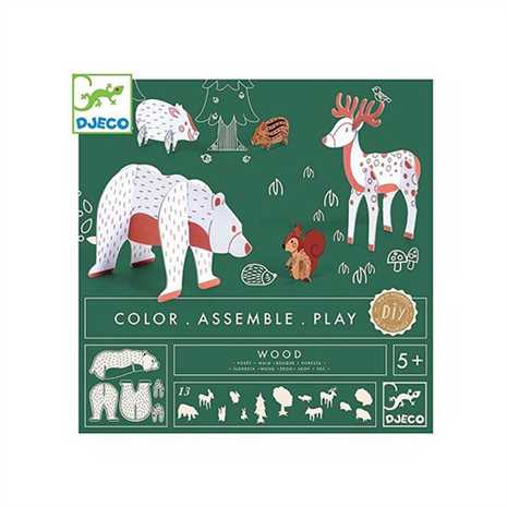 Djeco - Χρωματίζω, κατασκευάζω και παίζω '3D Δάσος με ζωάκια'. DJ08003